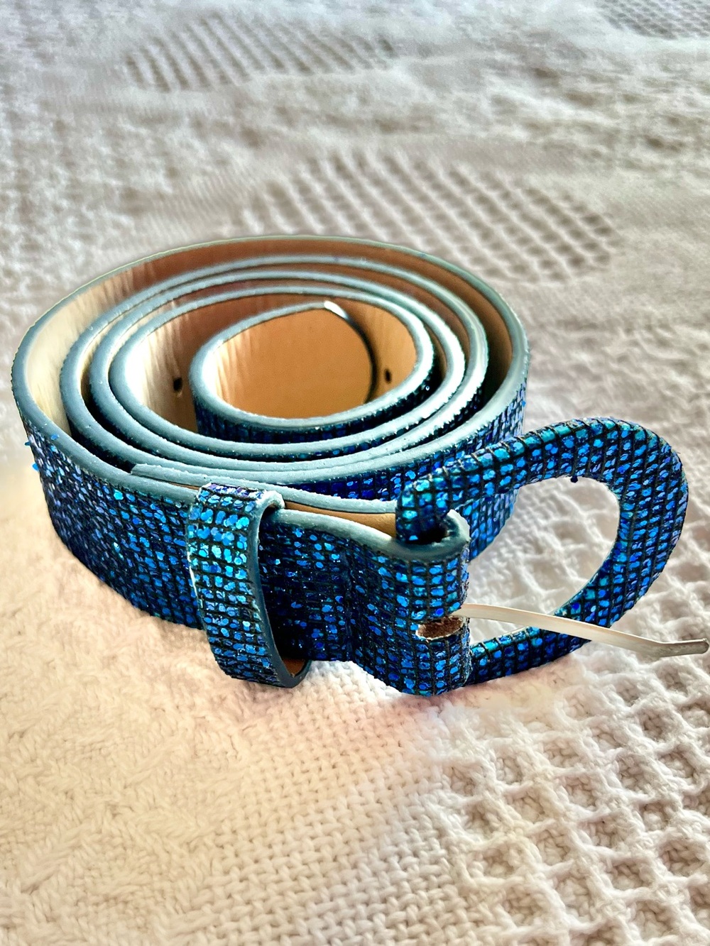 Blue Glitter Belt with Textured Sparkle Finish approx 39โ